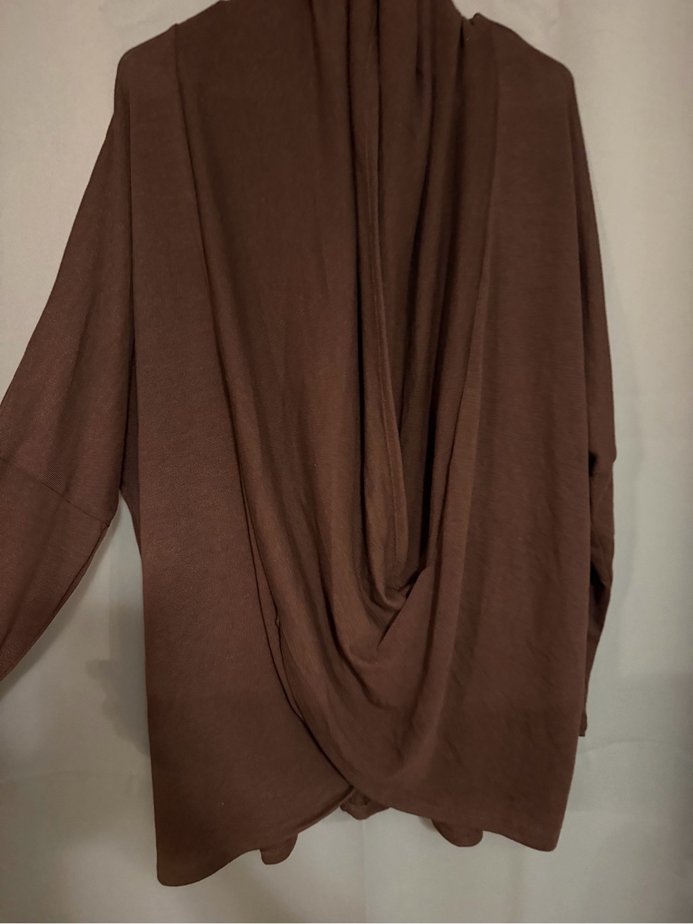 Draped Open-Front Women's Top in Brown